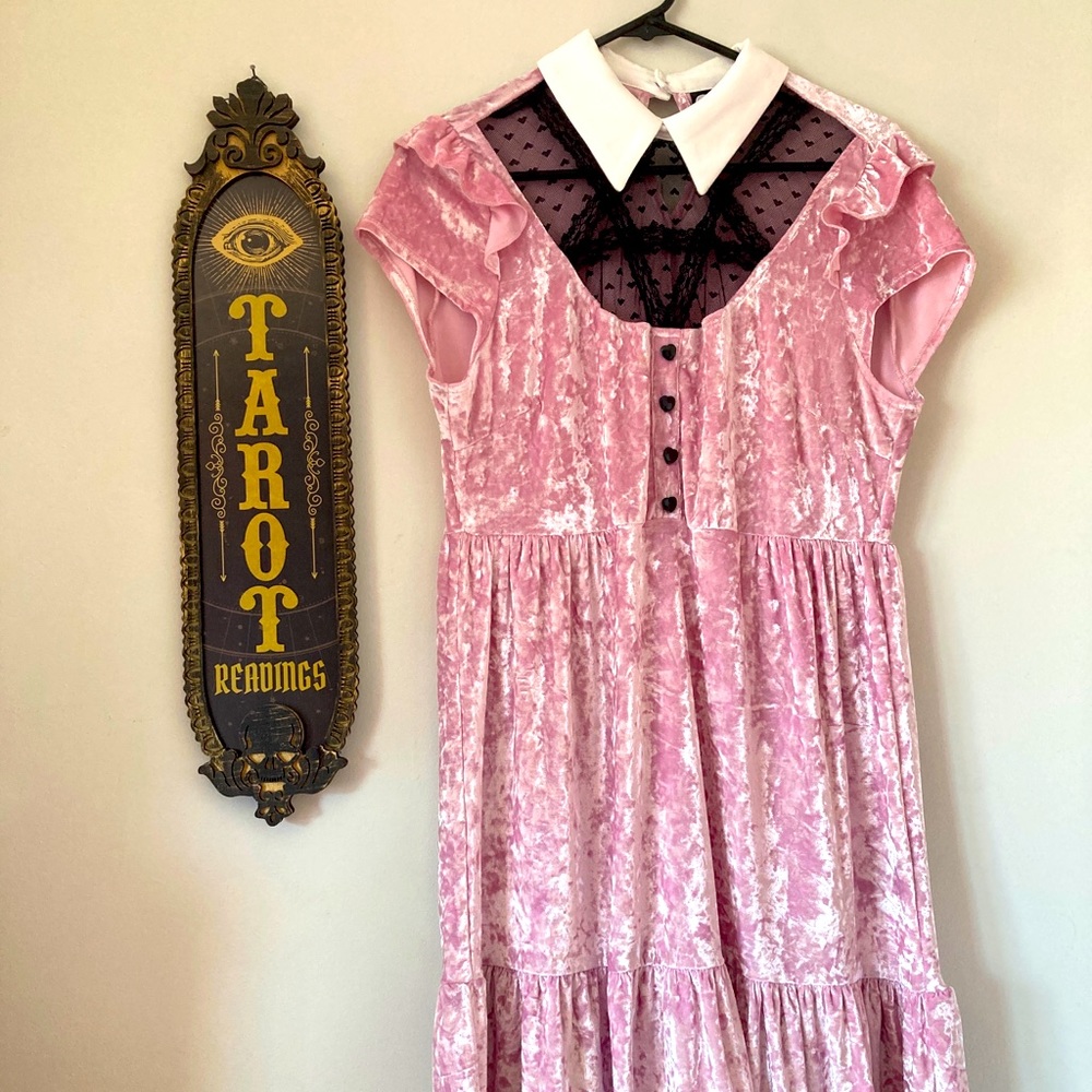 Killstar Crushed Velvet Babydoll Dress w Pentagram